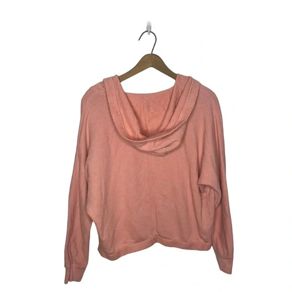 FREE PEOPLE Movement Reyes French Terrycloth Pink V Neck Valentines Day Sweater - Picture 6 of 13